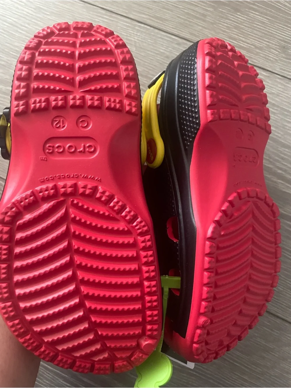 CROCS Kids Mickey Mouse Black/Red Clogs with Yellow Heel Strap